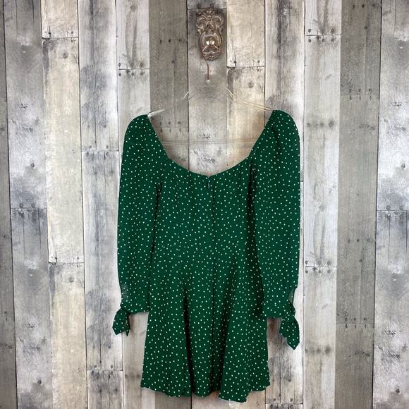 Reformation The Beatrice Dress in Kelly Green Polka Dots Size 0. - Picture 3 of 12